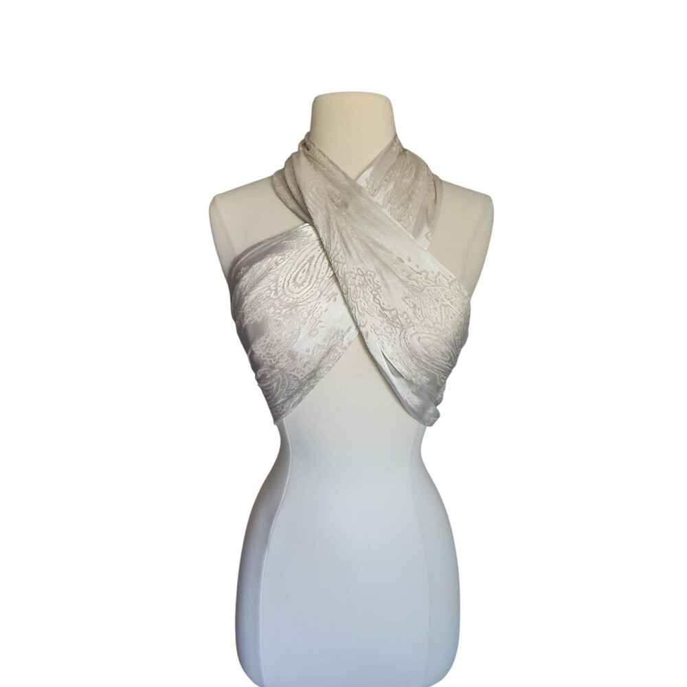 Lauren Ralph Lauren Silk Jacquard Multiwear Rectangle Scarf Ivory Paisley 20x76